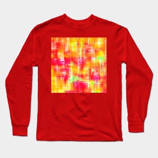 Random Intersections in Red Orange Yellow Green and White Long Sleeve T-Shirt